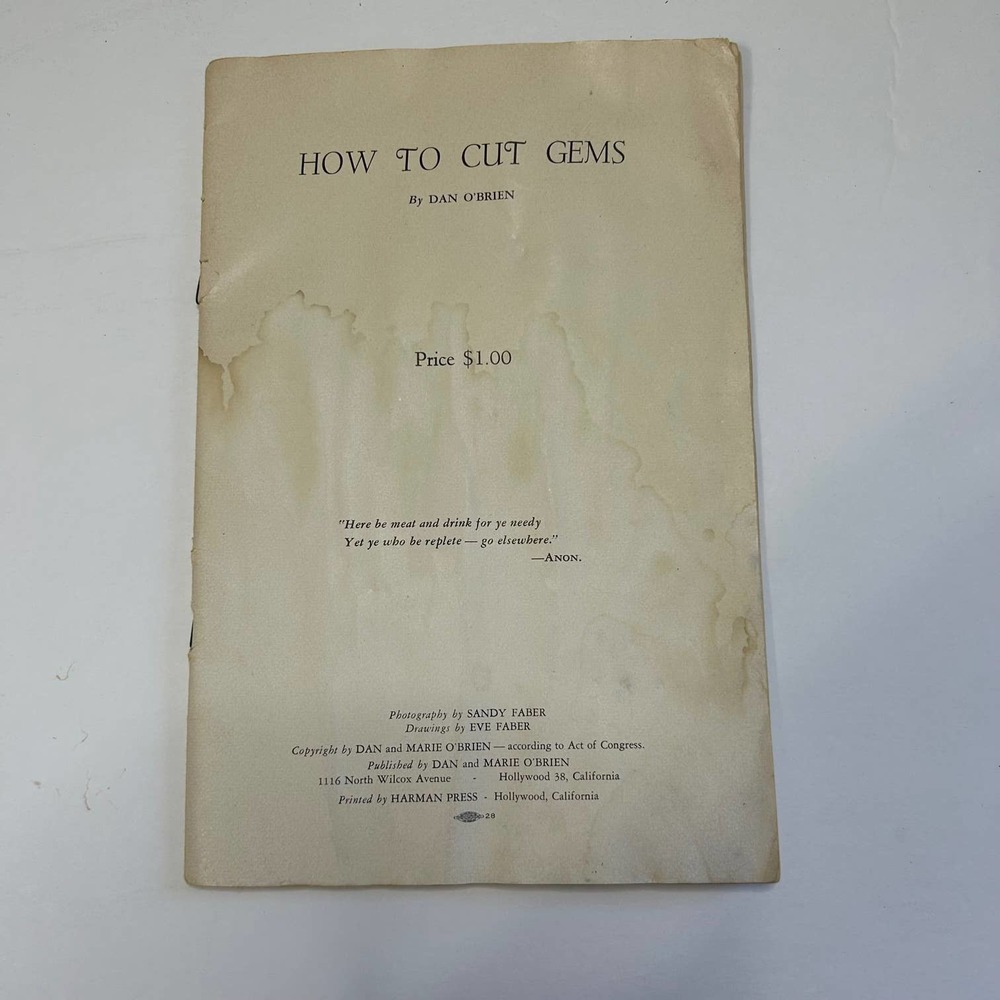 Vintage 1953 Ephemera How To Cut Gems Booklet‎